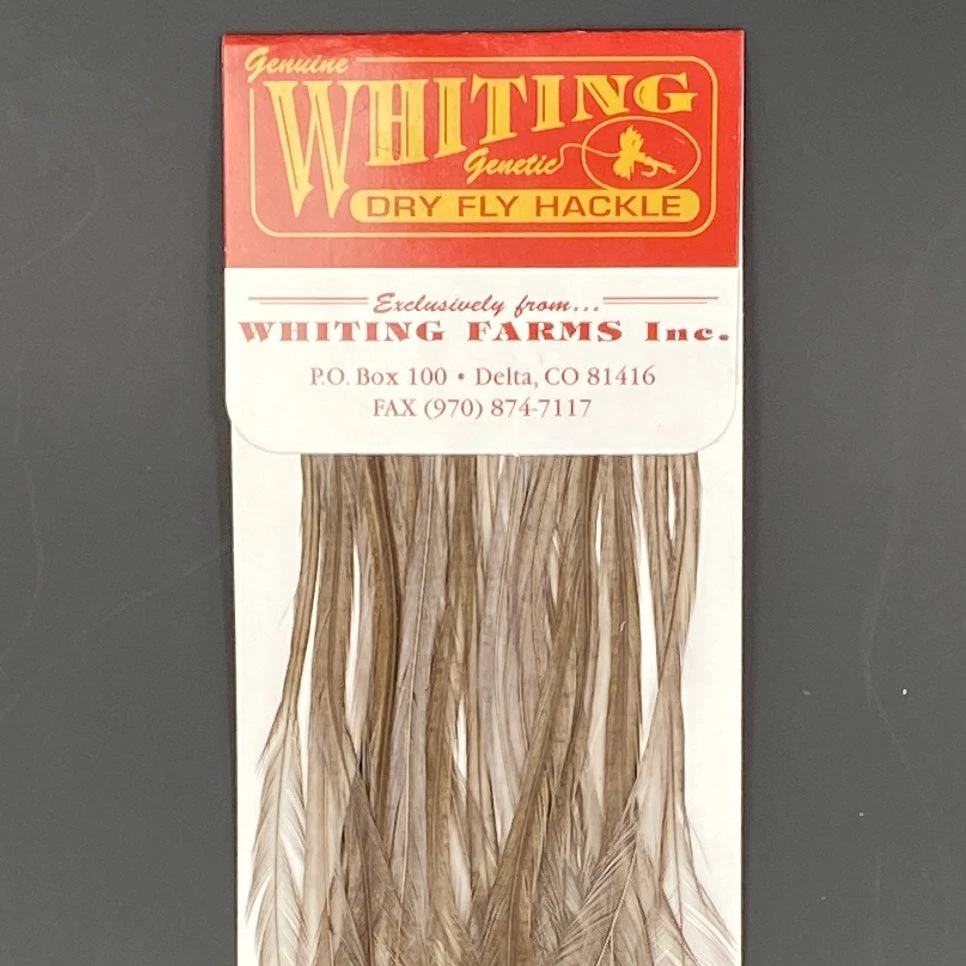 Whiting 100 Pack Dry Fly Hackle - White Dyed Dark Dun - 10 3 Whiting 100 Pack Dry Fly Hackle - White Dyed Dark Dun - 10